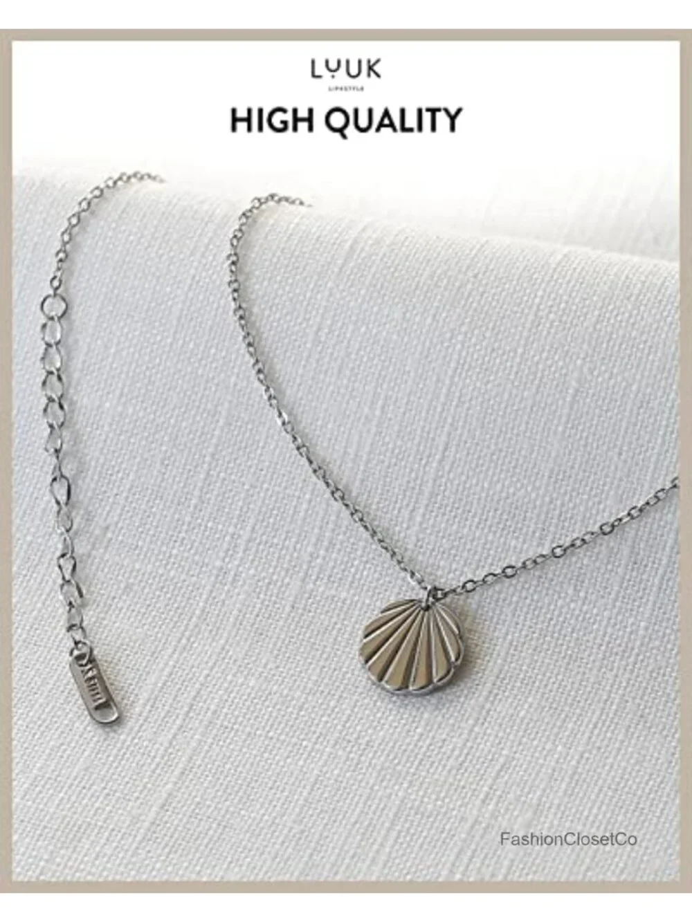 Stainless Steel Shell Pendant Necklace with Happiness Card